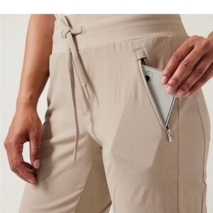 Athleta Tan Track Pants with Zipper Pocket